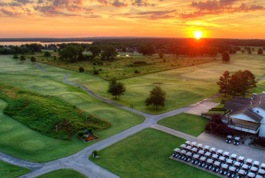 Image of the fairway and clubhouse at Patricia Island Golf Club in Oklahoma