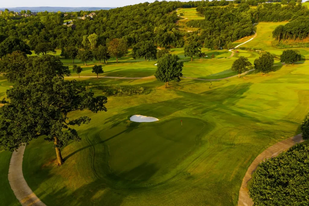 Drone image of the fairway at The Canyons at Blackjack Ridge Golf Club in Oklahoma