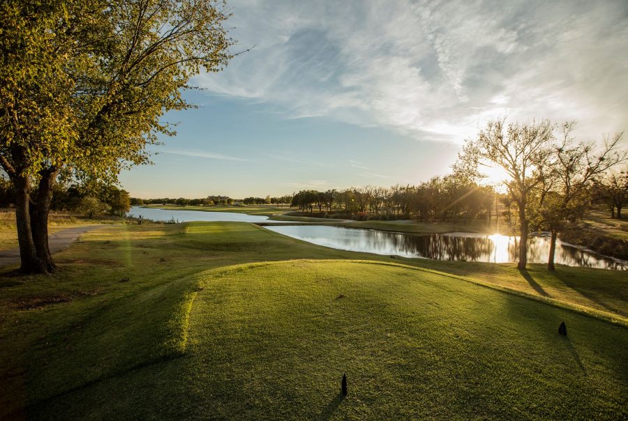 Image of the fairway at sunset at Winter Creek Golf Club in Oklahoma